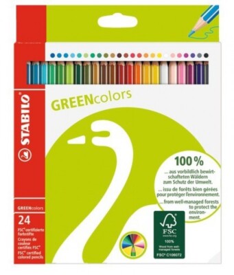 STABILO GREENCOLORS 24 BUNTSTIFTE FARBSTIFTE IM KARTONETUI NEU