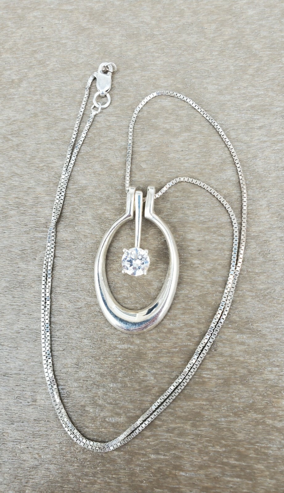 Sterling Silver Solitaire Hoop Dangle Pendant Nec… - image 10