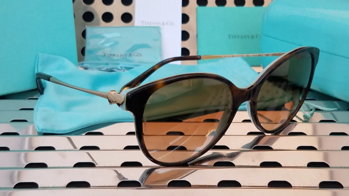 Tiffany &amp; Round Sunglasses TF4127 Brown Tort+Gold w/ Brown Gradient |
