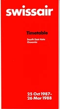 Swissair System Timetable - South East Asia Edition - 25 Oct 1987
