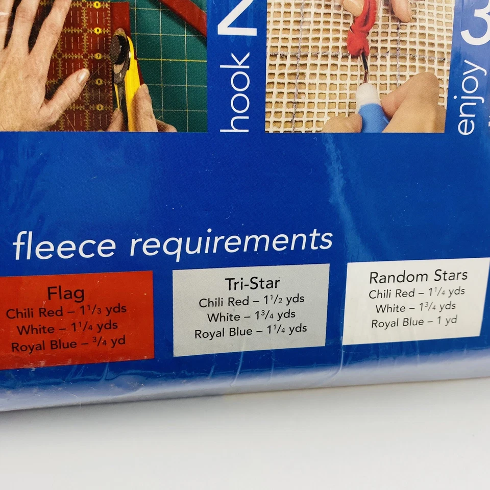 Kit de alfombra polar contemporánea enganchada Leisure Arts bandera americana rojo blanco azul Foto 4 de 4