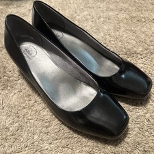 Life Stride Simply Comfort Garam Shiny Black Womens Size 10W Flats Slip On Wedge