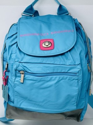Mandarina Duck Woman's Utility Backpack Castor Blue/Pink Rubberized Surface