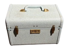 Vintage Samsonite Streamlite Train Case 13”x8”x9” Blue Cosmetics Travel No Key