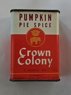 Vintage Crown Colony Pumpkin Pie Spice 2 oz  Full Spice Tin