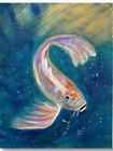 SPARKLING WHITE KOI FISH 14x11 ORIGINAL CONTEMPORARY EXPRESSIONISM ART — photo 2