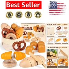 Delightful Wooden Bakery Play Food Set for Kids 1-3 - Safe  Educational