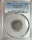 1814 Large Date Capped Bust Dime 10c PCGS VF30 - JR-2 R3 - Early US Silver Coin — photo 1