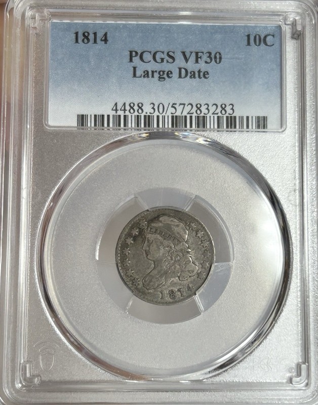 1814 Large Date Capped Bust Dime 10c PCGS VF30 - JR-2 R3 - Early US Silver Coin