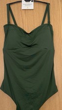 Image of M&S Tummy Control Padded Bandeau Swimsuit Green size 24   Marks And Spencer