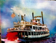 Vtg LENTICULAR 3D RARE MINNE-HA-HA STEAMBOAT LARGE NOS NOT VARI VUE