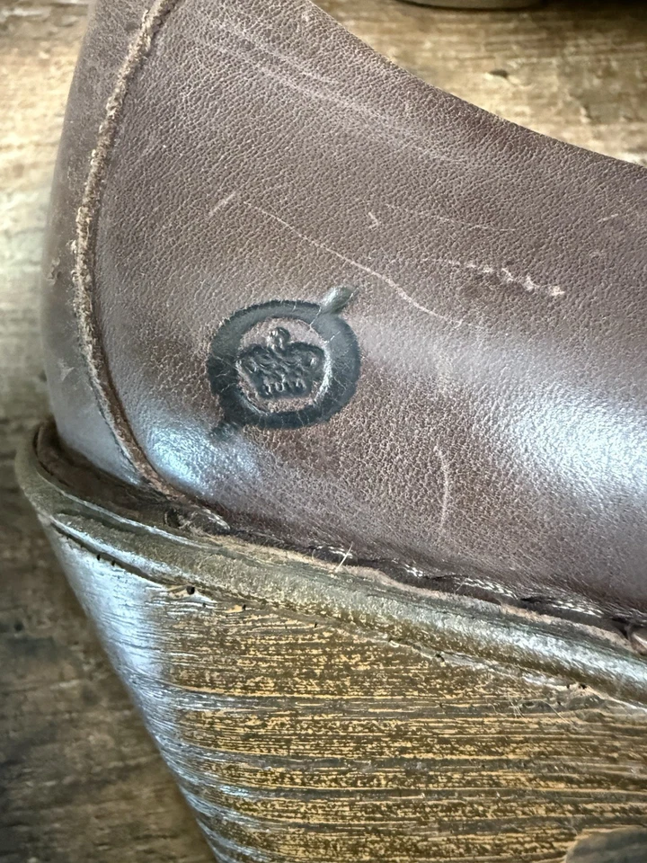 Born Haddon Platform Clog 8 Brown Distressed Leather Shoes 3" Heel - Image 2 of 4