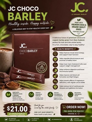 JC Organic Barley Choco Barley Chocolate Drink Mix Cocoa & Barley Grass
