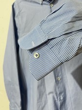 Charles Tyrwhitt Non-Iron Extra Slim Fit Blue Striped Cotton Dress Shirt 15.5/33