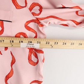 Victorias Secret Pajama Set Womens M Pink Bow Print Satin Long Sleeve Button Up