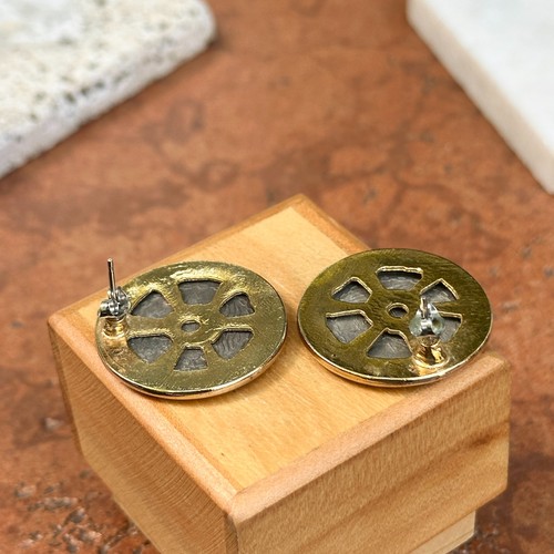 Vintage Gold-Tone and Silver Tone Panama VN Balboa Coin Bezel Earrings 27mm - Picture 4 of 7