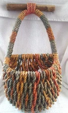 Woven Basket Wall Pocket / Wicker/Rope /Home Decor Cottage/Farmhouse / 21" x~11"