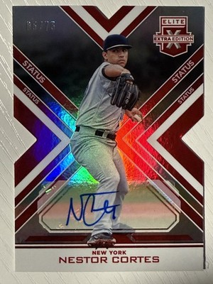 Nestor Cortes 2016 Panini Elite Extra Edition Auto Status Red Die Cut 05/75