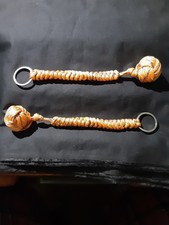 (2) Two Brand New 1 Inch Steel Ball Paracord Monkey Fist Keychains Orange