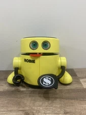 Vintage 1980s Radio Shack Robie Robotic Banker Yellow Robot Coin Bank *WORKS*