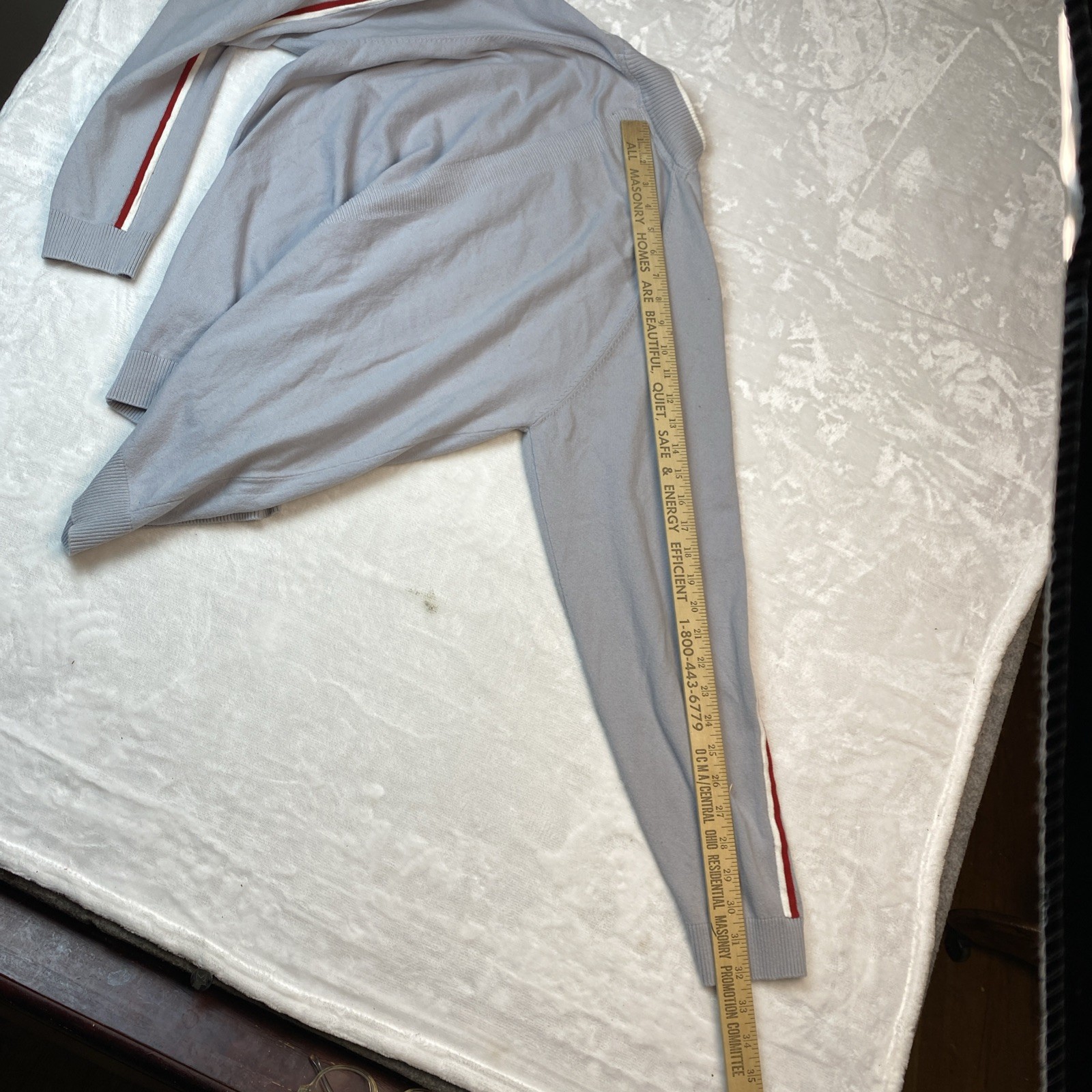 Adidas Mens L Stretch 1/4 Zip Sweatshirt Pullover Gray w Red & White thumbnail 12