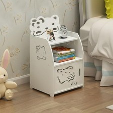 White Kids Cartoon Bedside Table Nightstand Waterproof Cabinet Bedroom Furniture