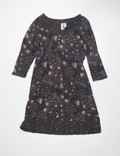 MandM Direct Women’s Grey Floral Jersey Shift Dress Size 12