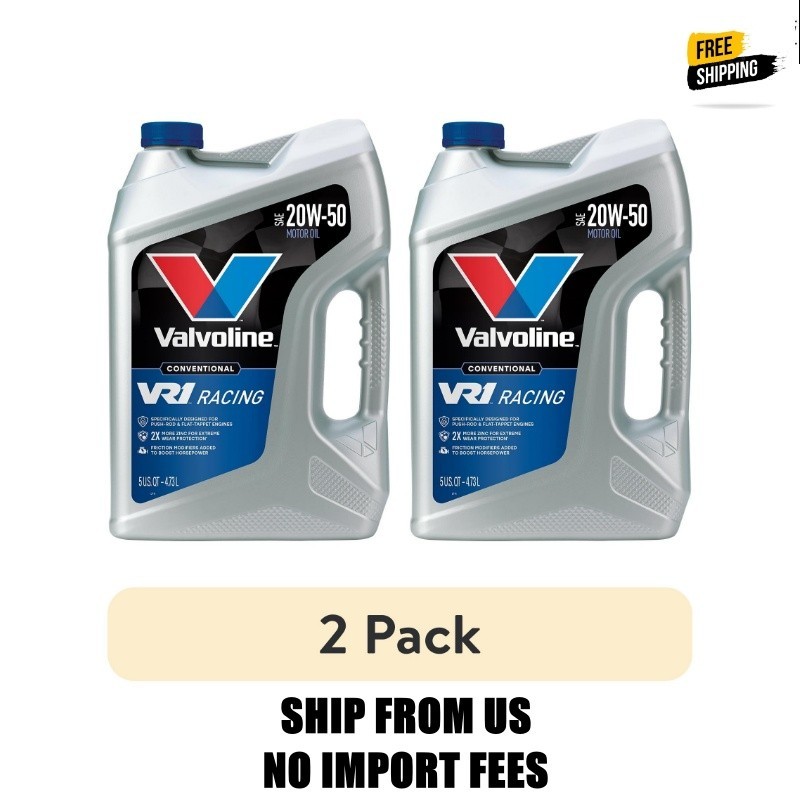 (2 pack) Valvoline VR1 Racing SAE 20W-50 Conventional Motor Oil, 5 Quart