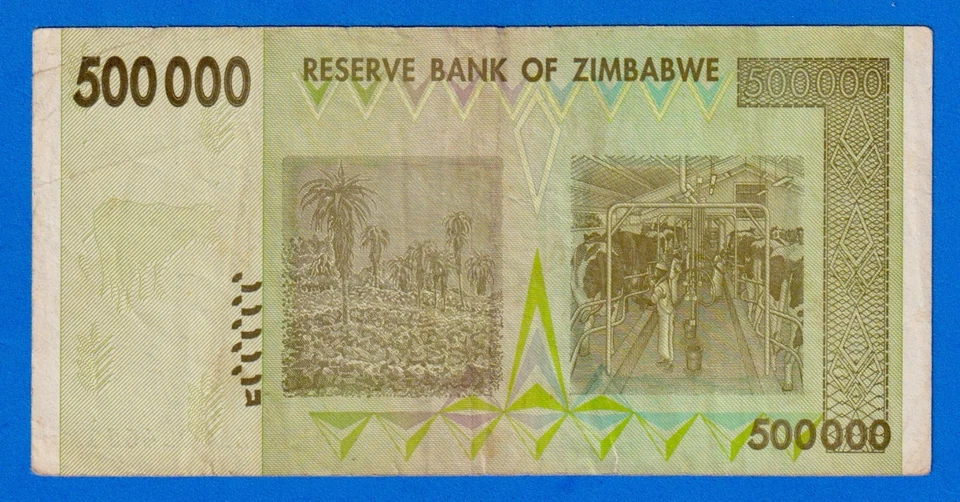 Zimbabwe 500000 500,000 Dollars 2008 P-76  Circ. Replacement Note ZA0024652 RARE - Image 2 of 4