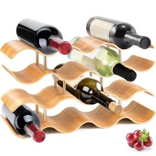 4-tier bamboo wine rack, holds 14 bottles, stackable