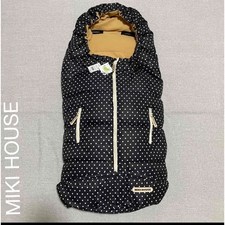 Miki House Stroller Footmuff Black Dot Baby Swaddle Cold Protection Down