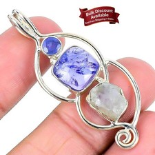 Natural Rainbow Moonstone Birthday Anniversary Boho Pendant Jewelry Solid Silver