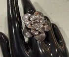 VTG Paola Valentini Italy 925 Sterling Silver Large Flower Ring Size 8 PV Signed