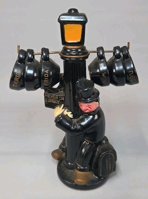 Vintage Ceramic Enesco Japan 'Never on Sunday' Drunk on Lamp Post Whiskey Decant
