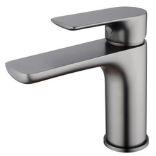 Bathroom Basin Mixer Tap Grey Deck Mounted Brass Basic Sink Faucet Brushed Gold