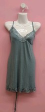 Victoria Secret Ribbed Modal  Lace V Neck Cross Back Slip Dress Large Jupiter