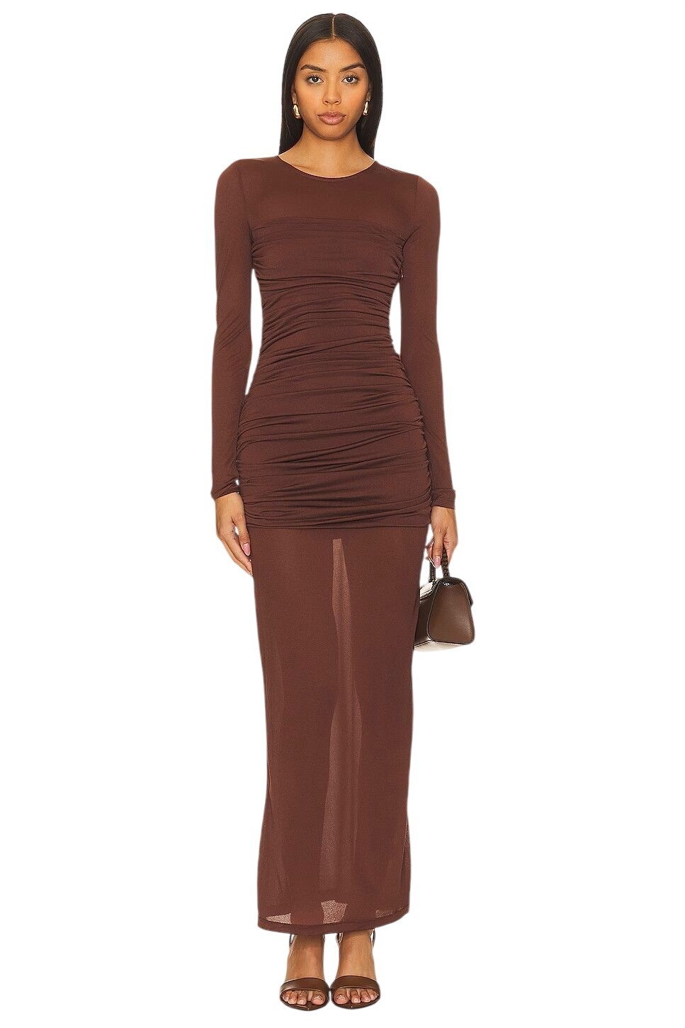 L'Academie Alma Dress in Brown Large New Womens maxi Long Gown