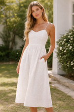 A New Day White Eyelet Midi Dress Sundress Size S NWT