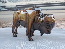 Buffalo Sculpture Small Imago Simpaticos Hand-Painted Bison Cold Cast Porcelain