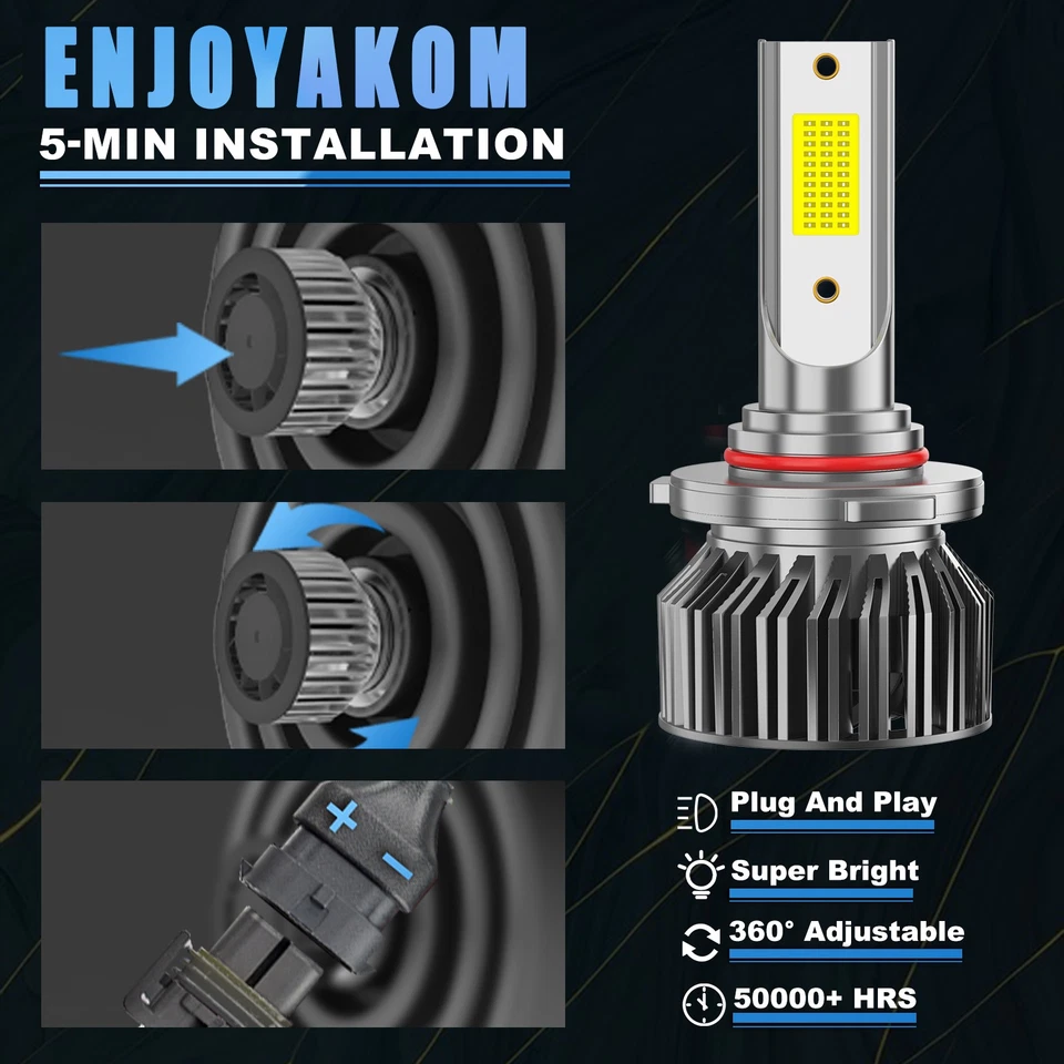 Combo faros LED 9005+9006 bombillas de haz alto/bajo para Chevy Trailblazer 2002-2009 Foto 3 de 4