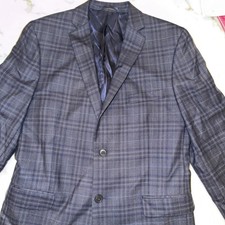 Hart Schaffner Marx Wool Blazer Jacket Boy Navy Blue windowpane Lined Size 18