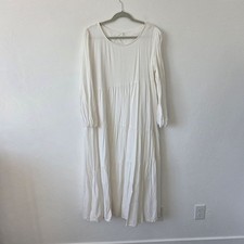 White Maxi Dress XL Tiered Boho Modest Simple Bridal Temple Church Spring Lined