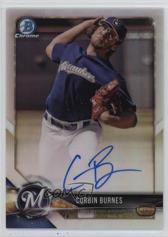 2018 Bowman Chrome Prospect Auto Refractor 34/499 Corbin Burnes #CPA-CB