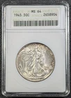 1945 Walking Liberty 50C ANACS MS64 Old Soapbox! Old Glory C&C Weekly 1c Auction