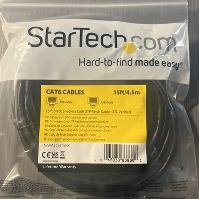 10 Pack! Startech 15-ft Snagless Premium CAT6 Patch Ethernet Network Cable,BLK