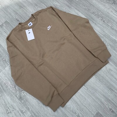 Nike Foundation Club Fleece Crew Sweatshirt Khaki Brown