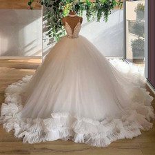 Tulle White/Ivory Ball Wedding Dresses Off Shoulder Applique Bridal Gowns