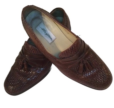 Mezlan Brown Loafers with Tassels. Sz 12 M Vintage Mezlan Genuine Crocodile Woven Tassel Loafers / Size  main image 4