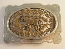 Silver and Gold Colored Horse Cowboy Belt Buckle