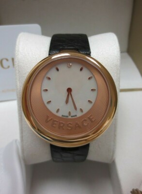 Versace Womens 87Q80D498 S111 Perpetuelle Sunray Dial DIAMOND LEATHER BAND Watch